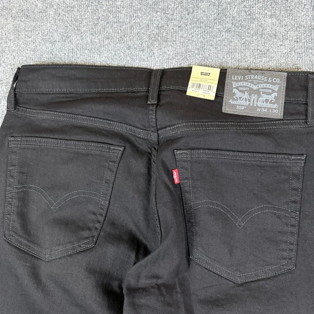 Levis 559 Jeans Mens 34x30 Black Relaxed Straight Denim NEW NWT $69